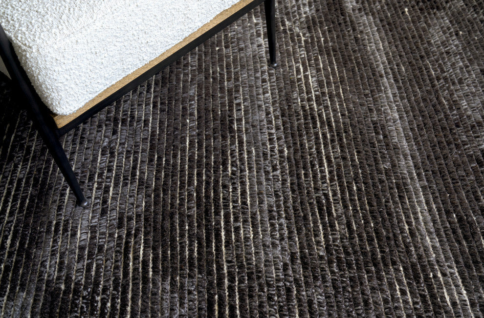 Kaza Hand-Knotted Wool Charcoal/Brown Area Rug
