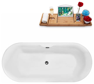 67" Streamline Freestanding Tub and Tray With Internal Drain