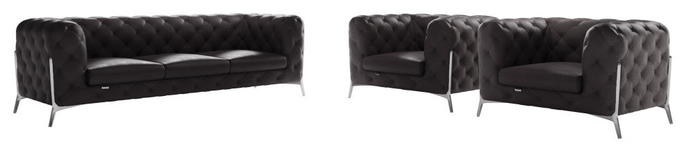 Angelica Italian Leather 2 Chair Set, Gray