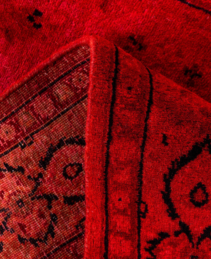 Overdyed One-of-a-Kind Hand-Knotted Area Rug Red, 3' 2" x 5' 3"