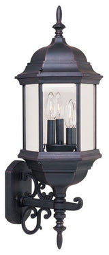 Maxim Builder Cast Three Light Empire Bronze Clear Glass Wall Lantern