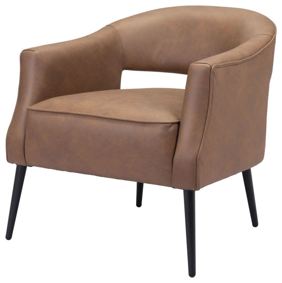 Accent Chair, Steel Metal, Vintage Brown, Black, Lounge Cafe Lobby Hospitality