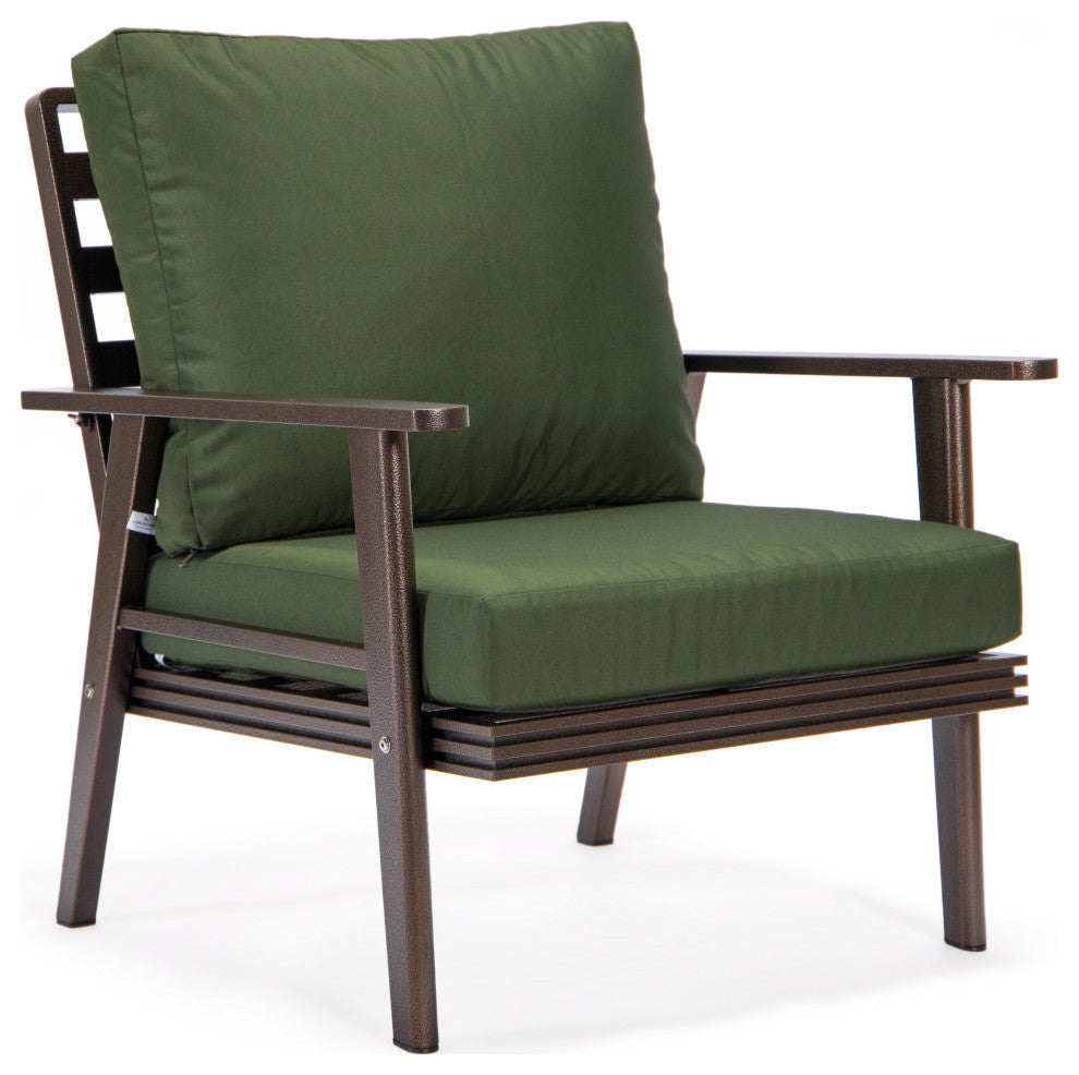 LeisureMod Walbrooke Patio Conversation Set With Fire Pit Table, Green