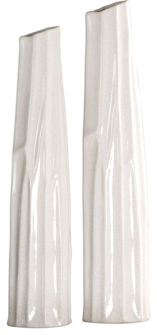Uttermost Kenley Crackled White Vases S/2