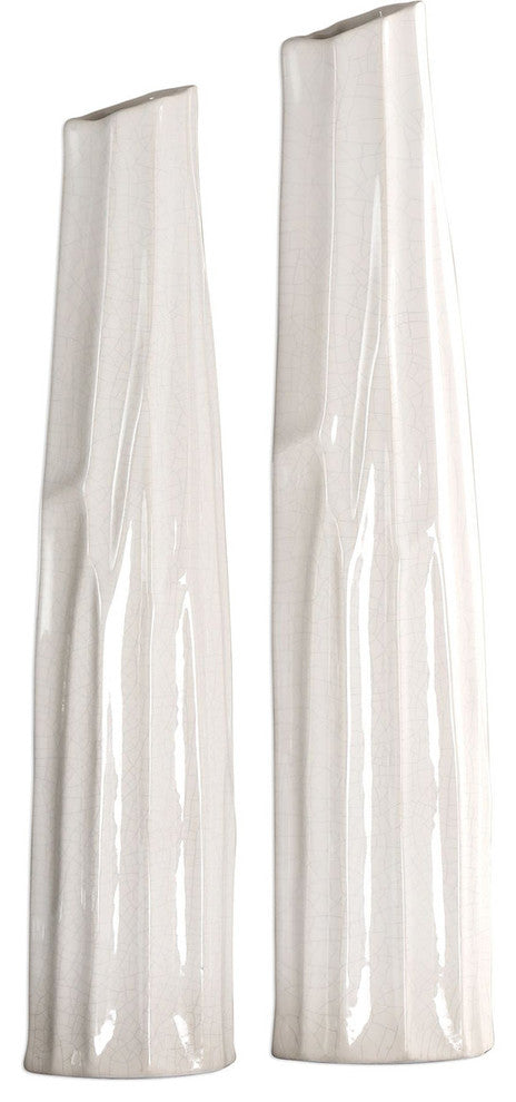 Uttermost Kenley Crackled White Vases S/2