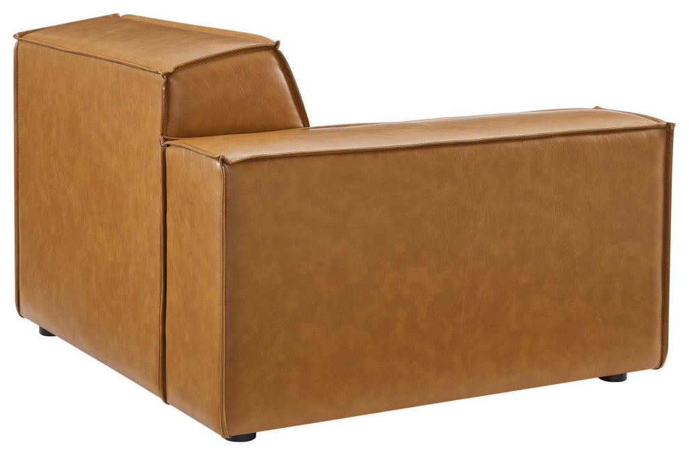 Restore Left-Arm Vegan Leather Sectional Sofa Chair Tan