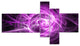 Wisps of Smoke Purple in Black, Abstract Canvas art print, 60"x32", 5 panels