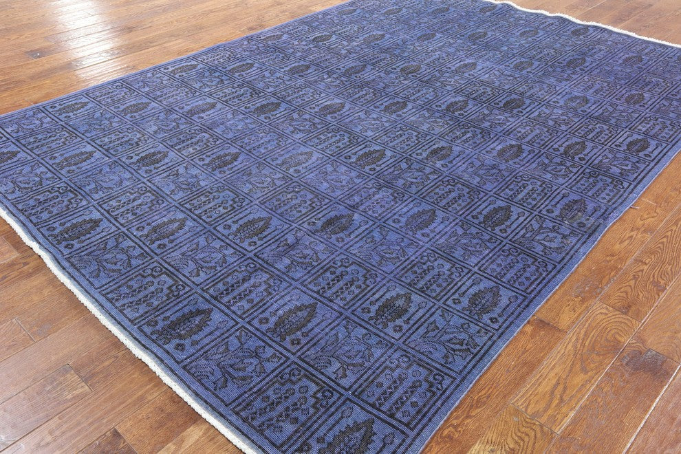 High Quality Purple Overdyed 7'x10' Oriental Hand Knotted Wool Area Rug