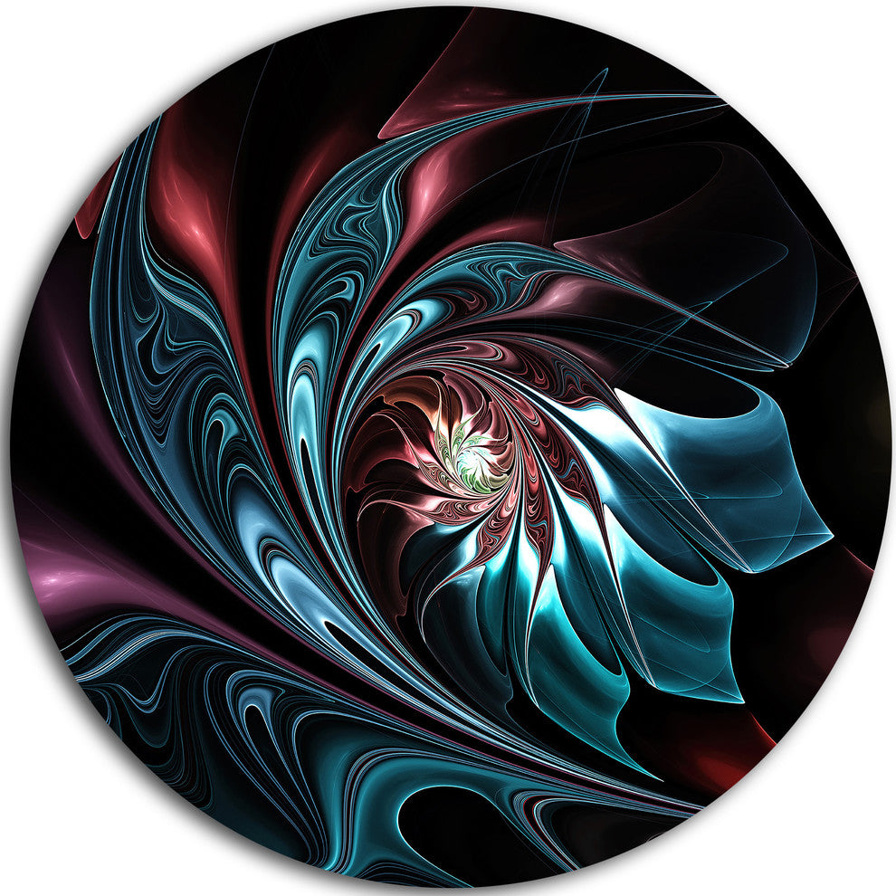 Blue Abstract Floral Shapes, Floral Round Wall Art, 11"