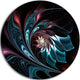 Blue Abstract Floral Shapes, Floral Round Wall Art, 11"