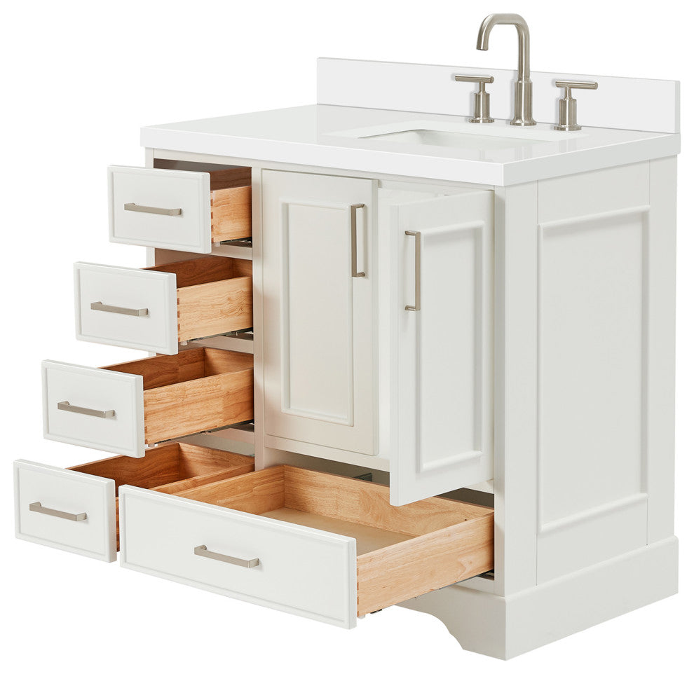 Ariel Stafford 37" Single Right Offset Rectangle Sink Bathroom Vanity