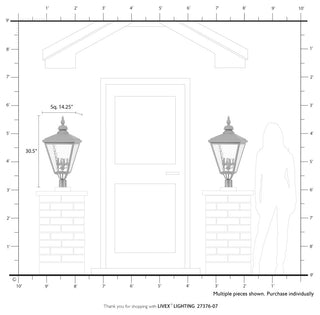 4 Light Bronze Outdoor Extra Large Post Top Lantern, Antique Brass