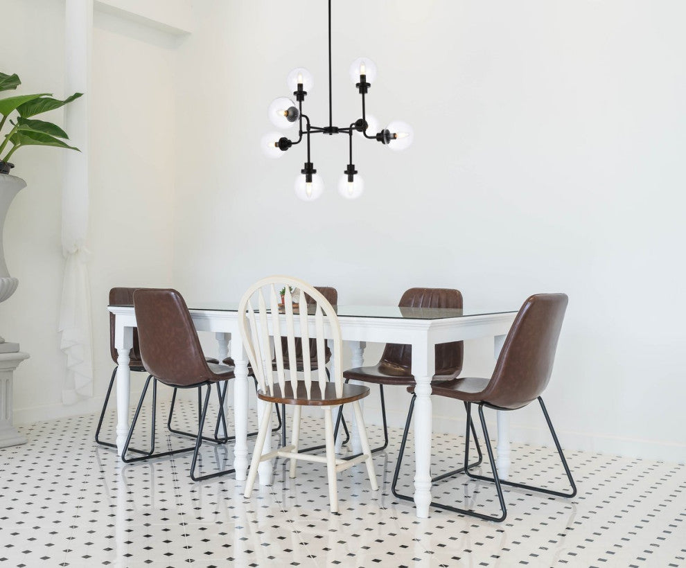 Helen 8-Light Pendant, Black With Clear Shade