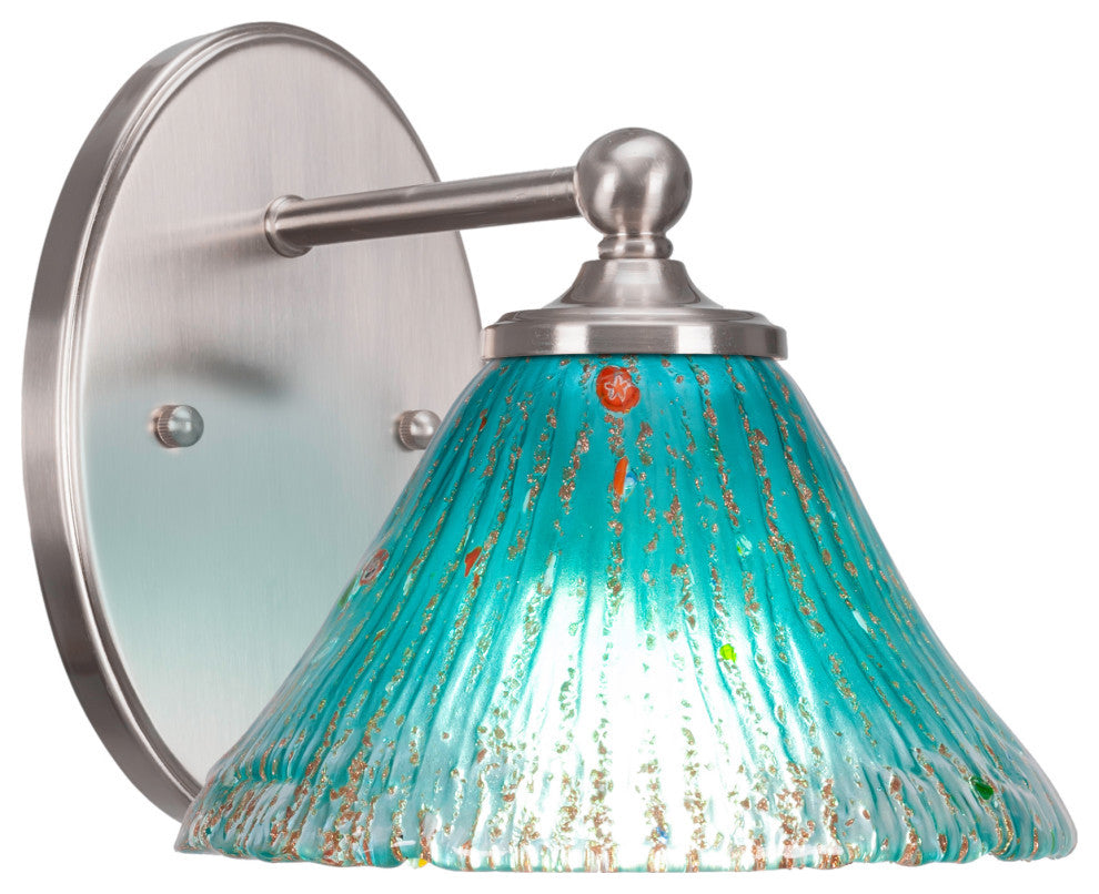 Capri 1-Light Wall Sconce, Brushed Nickel/Teal Crystal
