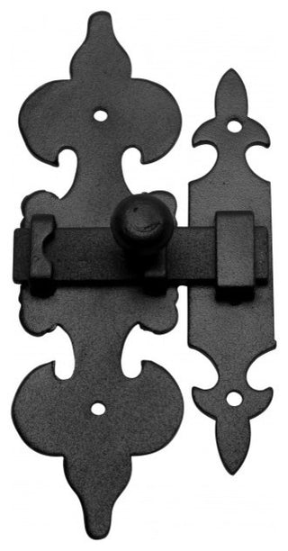 6 Cabinet Latch Wrought Iron Black Fleur de Lis 6" |