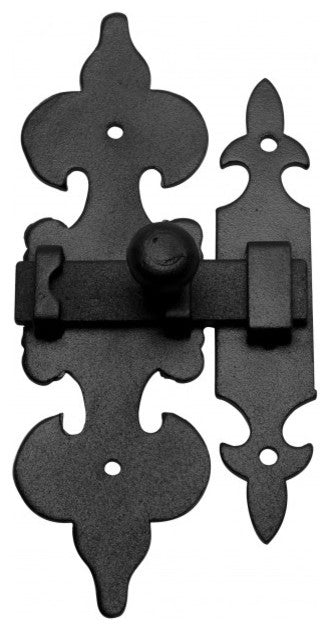 6 Cabinet Latch Wrought Iron Black Fleur de Lis 6" |