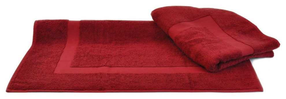 Dobby Border Luxury Hotel and Spa Bath Mat, Set of 2, Cranberry