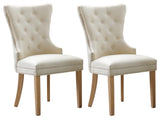 Home Beyond Velvet Upholstered Armless Dining Chairs, Tan