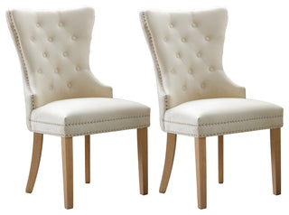 Home Beyond Velvet Upholstered Armless Dining Chairs, Tan