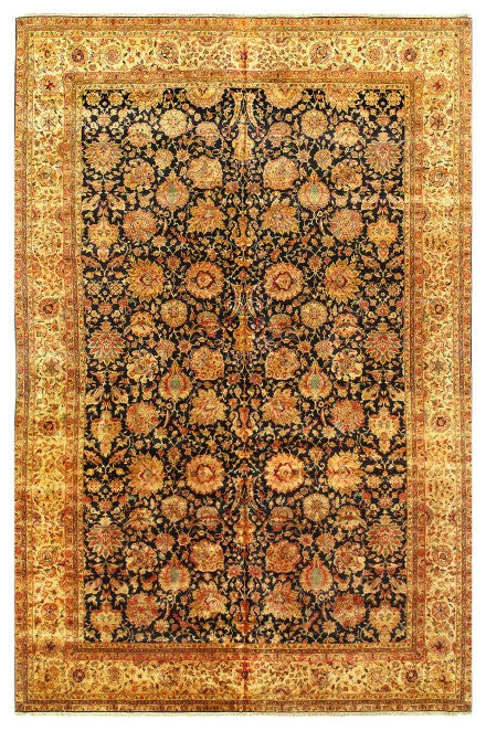 Navy Blue Hand Knotted Agra 12'x18'