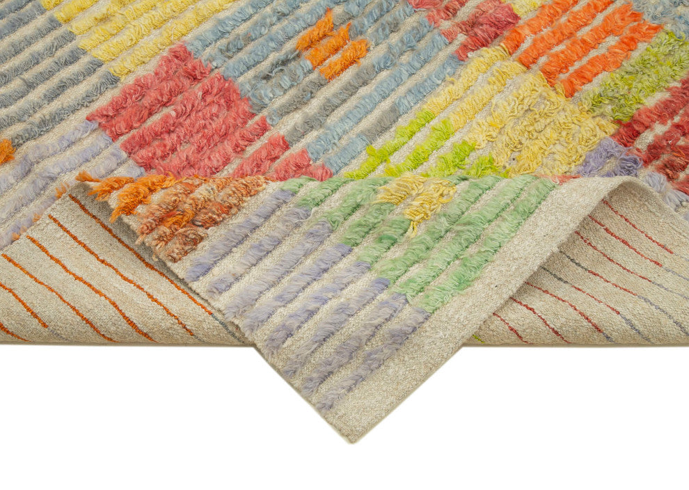 Rug N Carpet - Handmade Turkish 6' 4'' x 9' 11'' Modern Design Wool Kilim Rug