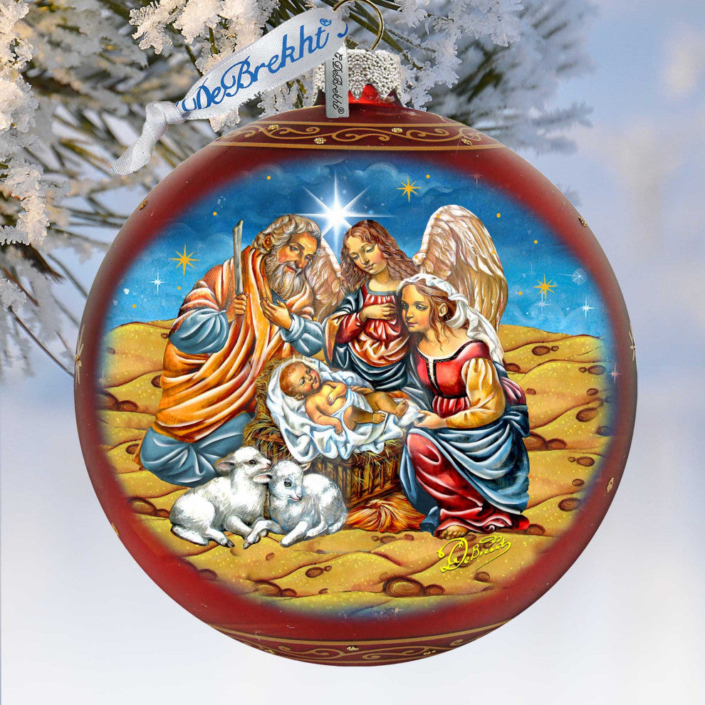Regal Nativity Lg Glass Ornament, Red