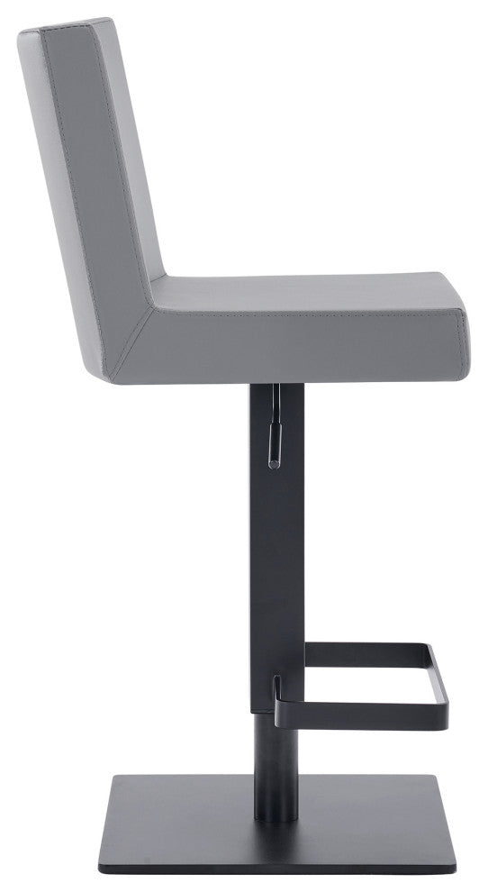 Laurel Faux Leather Swivel Barstool, Gray/Matte Black