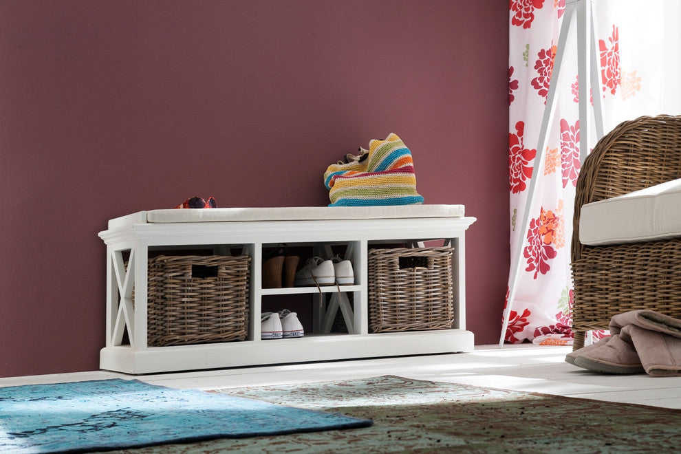 Halifax Bench And Basket Set With Seat Cushion