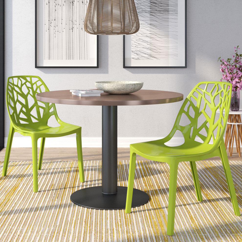 Leisuremod Cornelia Hollow Back Dining Side Chair, Set of 2, Green