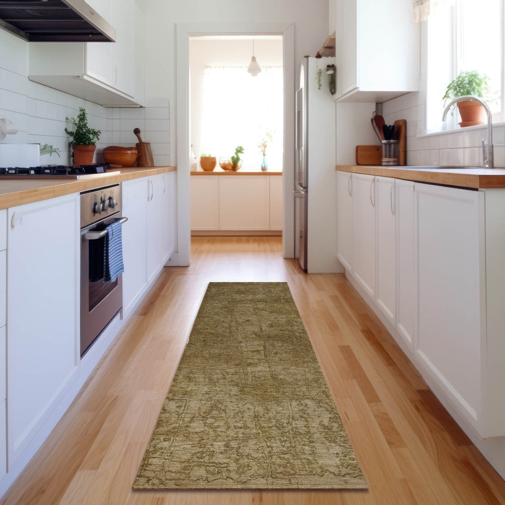 Premium Machine Washable Mayfield AMF559 Beige 2'3" x 7'6" Runner Rug