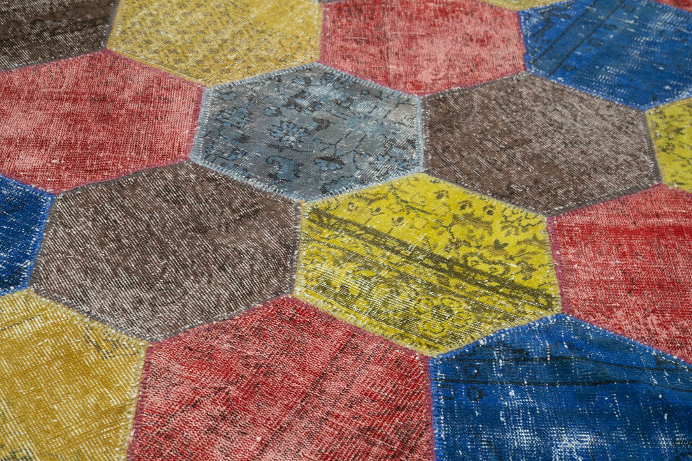 Rug N Carpet - Hand-Knotted Oriental 6' 8" x 10' 2" Overdyed Patchwork Area Rug