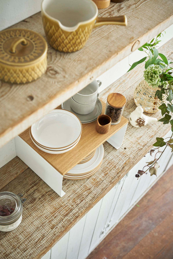 Tosca Wood-Top Stackable Kitchen Rack, White