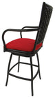 Set of 3, Outdoor/Indoor Swivel Bar Stools Erin, Red Linen on Black, 26"