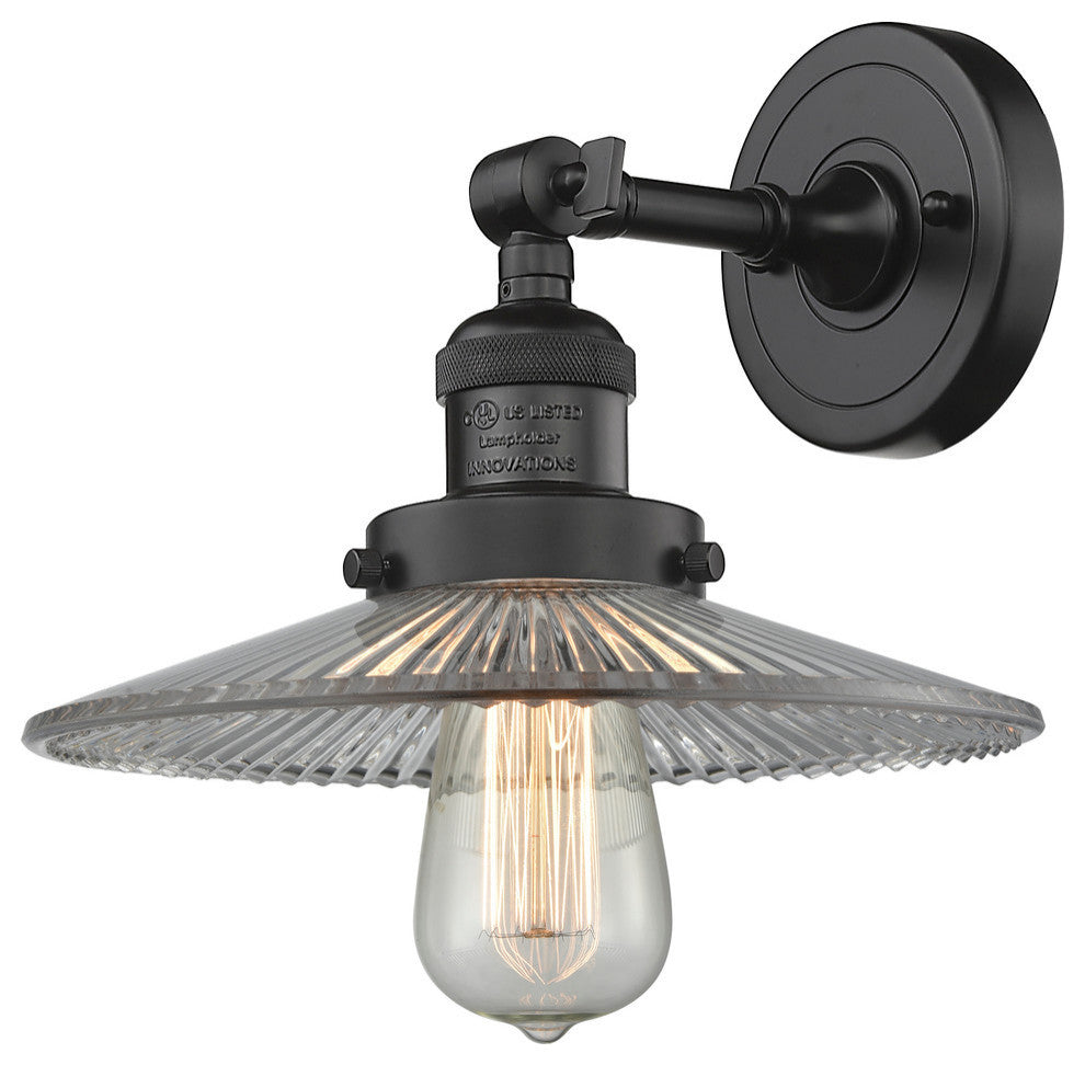 1-Light LED Halophane Sconce, Oil Rubbed Bronze, Clear Halophane