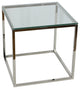 Cortesi Home Kent End Table, Stainless Steel With Glass Top, Square 22x22