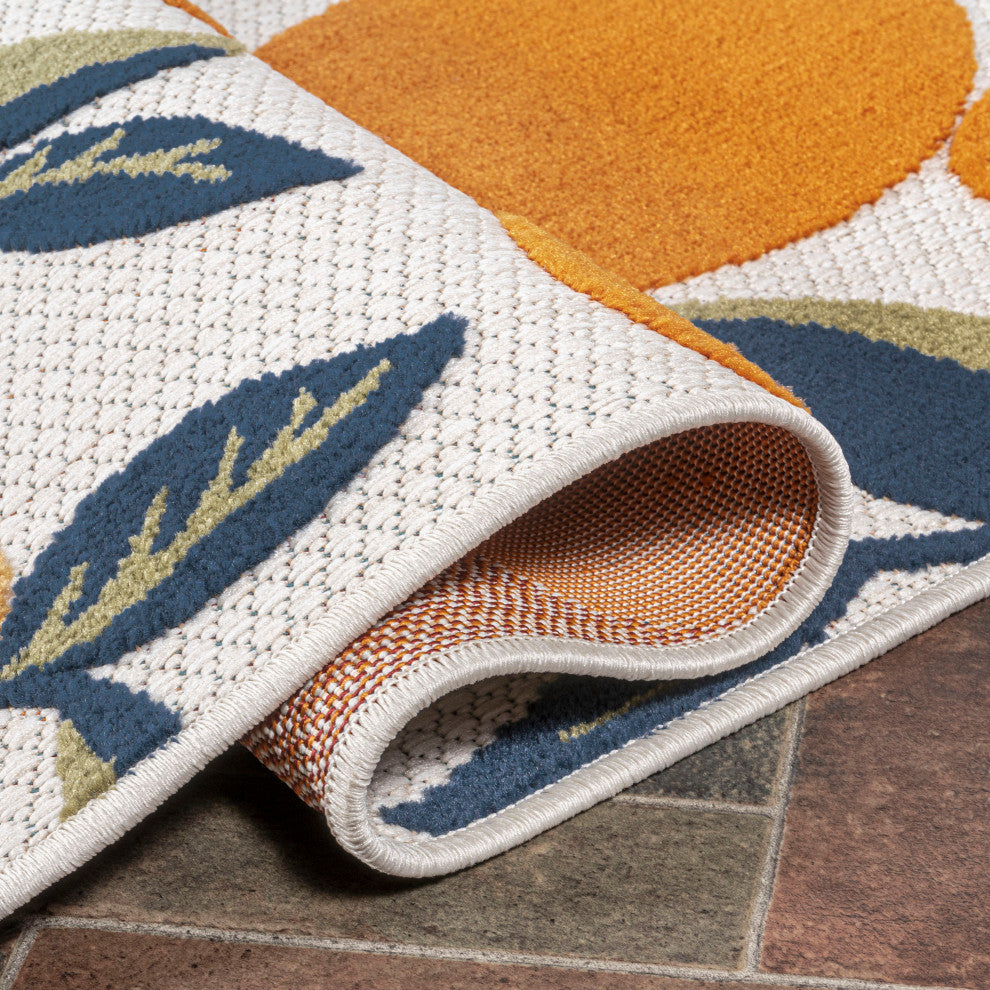 Limone Bold Lemon High-Low Indoor/Outdoor Area Rug, Orange/Beige/Cream, 4 X 6