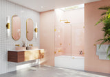 58.25"x62" Frameless Shower Bath Door Wall Hinge, Satin Brass