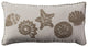 11" X 21" Beige and Khaki Seashells Cotton Throw Pillow with Embroidery