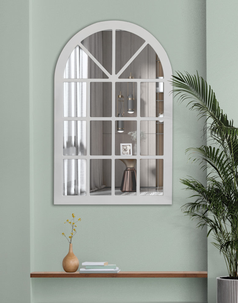48"x32" Large Wood Wall Mirror, White