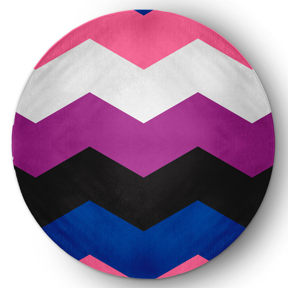 Genderfluid Chevron Chenille Rug, Genderfluid Chevron, 5' Round