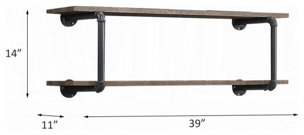 Brantley Wall Rack, Antique Oak and Sandy Gray Finish