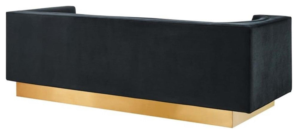 Eminence Upholstered Performance Velvet Sofa, Black