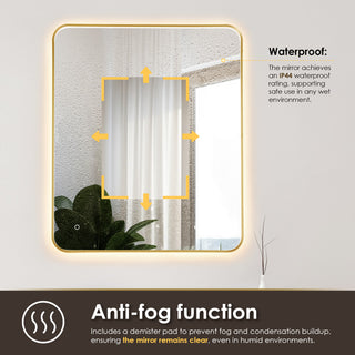 Dazzle Rectangular Bathroom/Vanity LED Lighted Wall Mirror, Brushed Gold, 36"