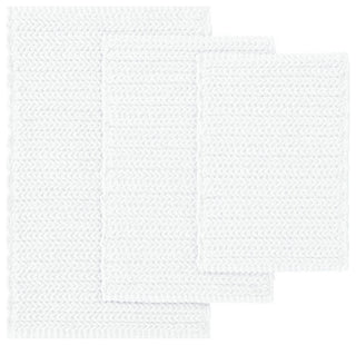 Madison Park Lasso 100% Cotton Chenille Chain Stitch Rug, White