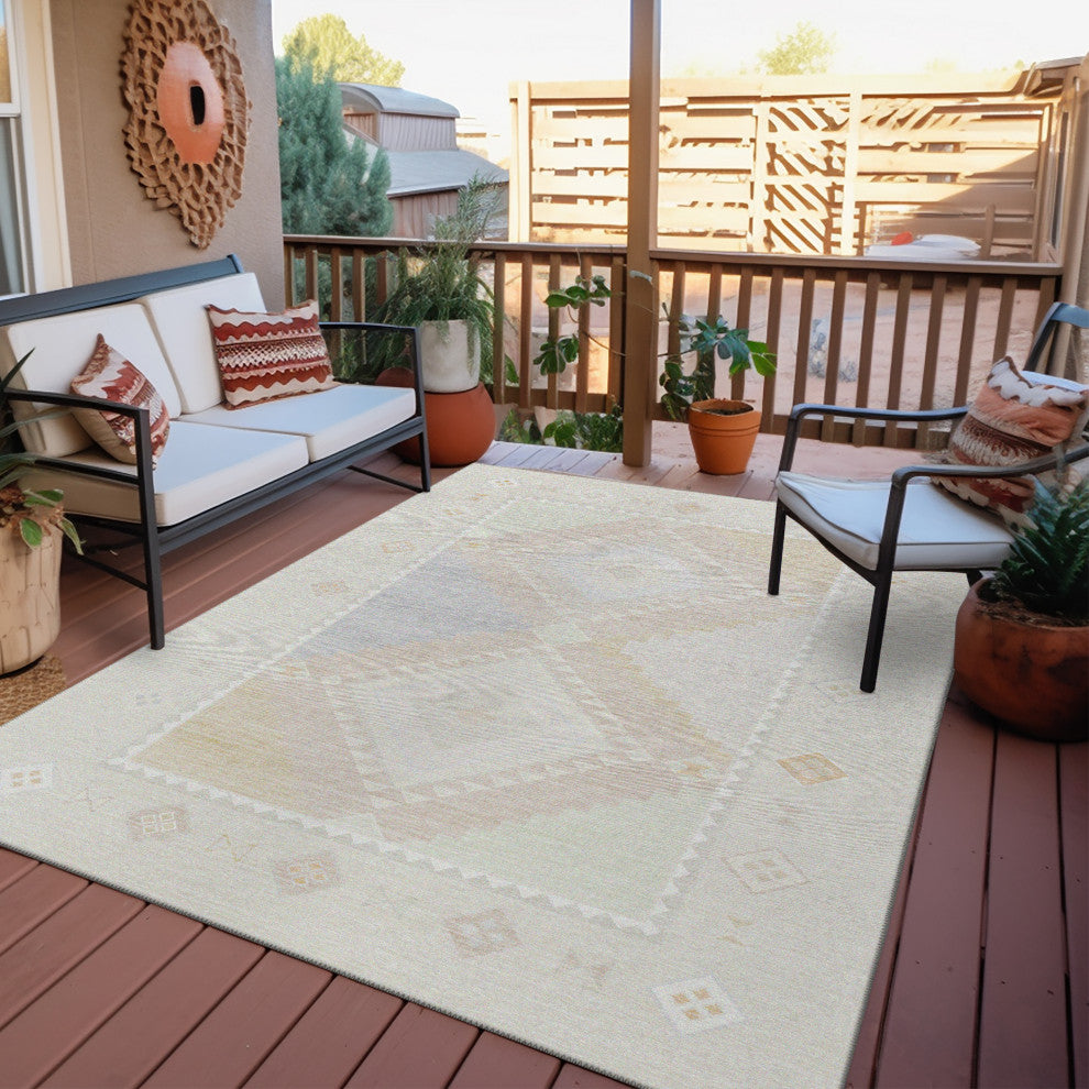 Indoor/Outdoor Phoenix PH2 Ivory Machine Washable 8' x 10' Rug