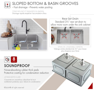 STYLISH 30" Double Basin Undermount 16G Stainless Steel Kitchen Sink With Grids