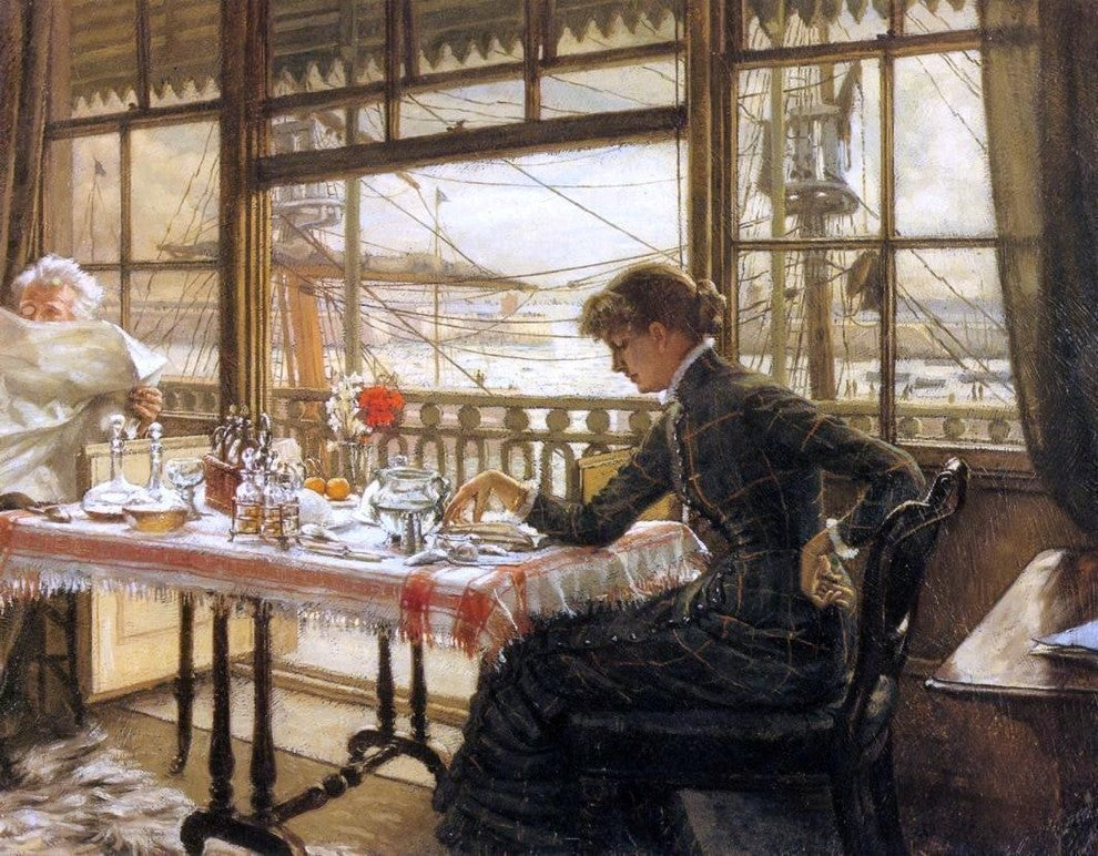 James Tissot Room Overlooking the Harbor, 21"x28" Gallery Wrapped Canvas