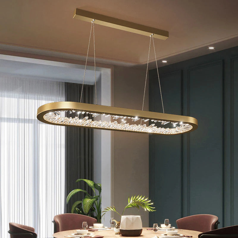 Zeddiani | Gold Rings Led Crystal Chandelier for Bedroom, Oval