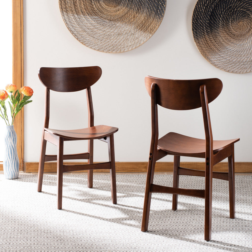 Safavieh Lucca Retro Dining Chair, Set of 2, Walnut