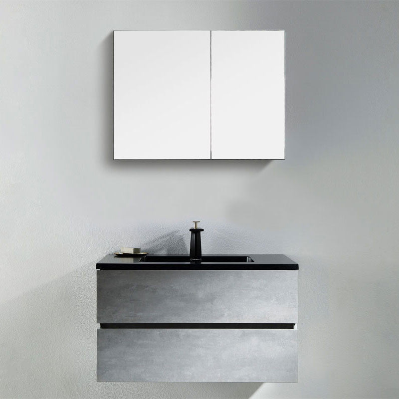 Venice Gray Single Bathroom Vanity, 36", Vanity, Black Sink